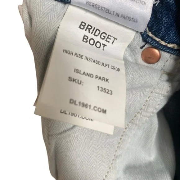 DL1961 Bridget Boot High Rise Instasculpt™ Crop Jeans in Island Park Size 32